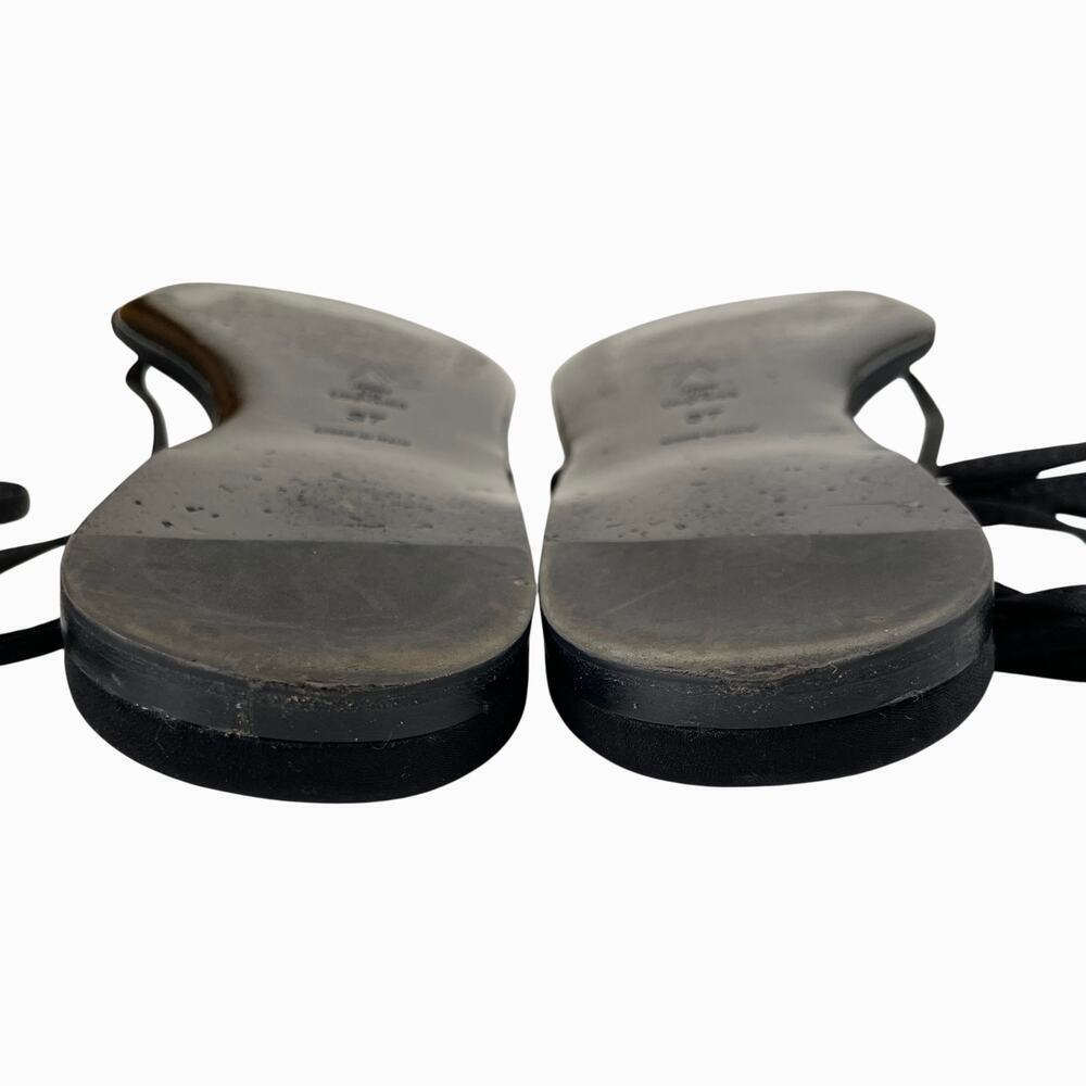 The Attico Kika Satin Lace Up Wrap Thong Sandals 37 Black Flat Italy Gladiator - Picture 5 of 8